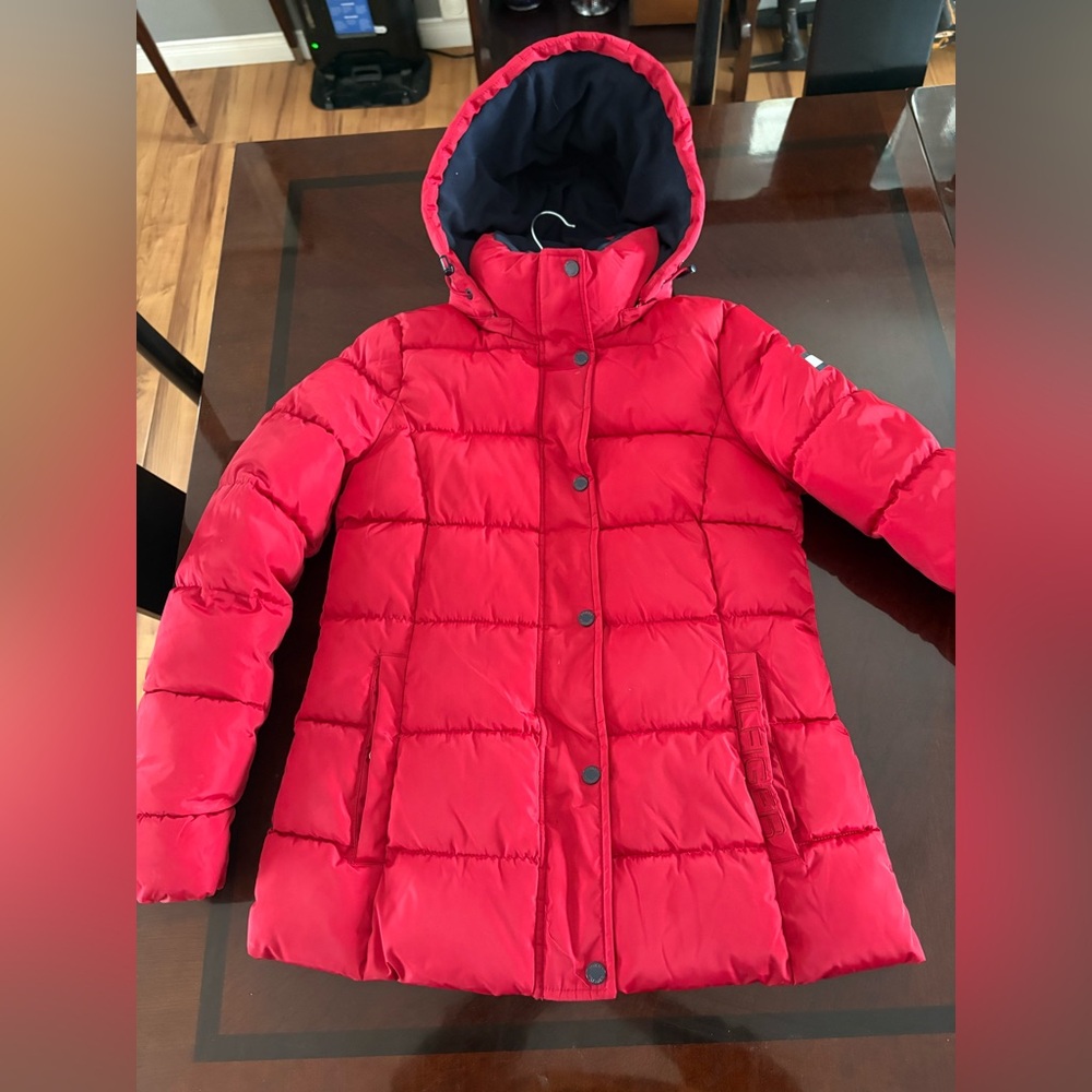 Red Puffer Jacket Tommy Hilfiger.Deep red. Size 10-14 youth. Brand new condition